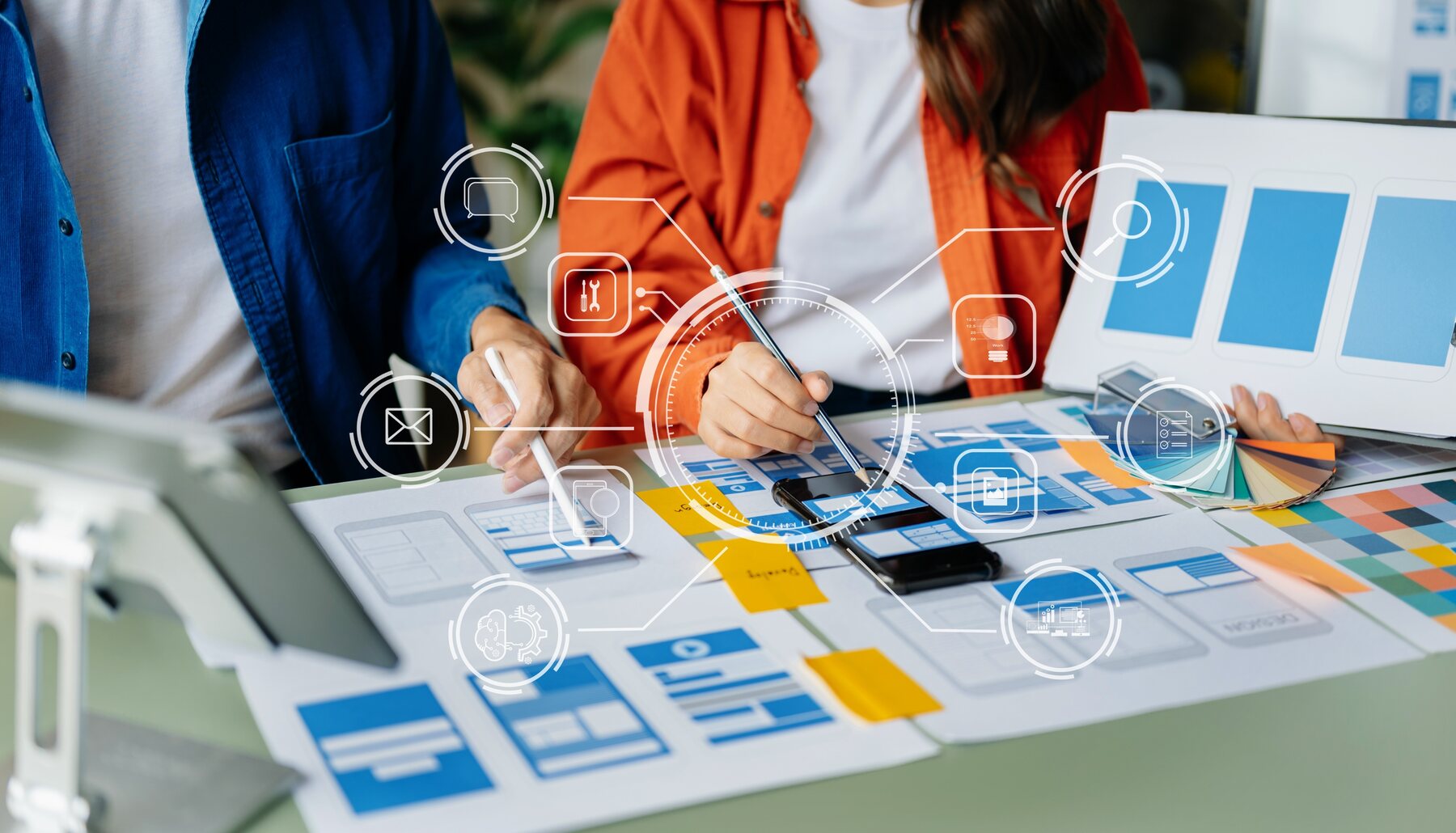 A product team planning responsive forms and workflow interfaces